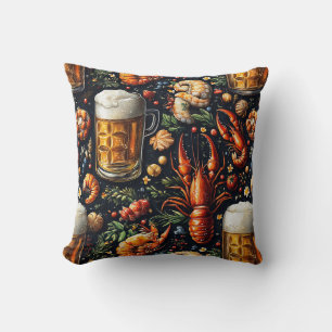 Een patroon voor bier- en zeevruchtenliefhebbers. kussen