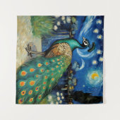 Een pauw in de Sterrennacht Wandkleed (Voorkant (horizontaal))