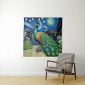 Een pauw in de Sterrennacht Wandkleed (In situ)