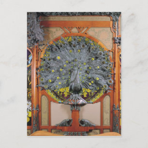 Een pauw van het centrale panel van een Art Wall Briefkaart