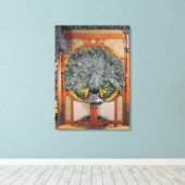 Een pauw van het centrale panel van een Art Wall Canvas Afdruk (Insitu (Houten vloer))