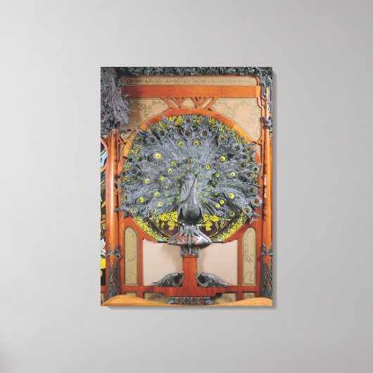 Een pauw van het centrale panel van een Art Wall Canvas Afdruk (Voorkant)