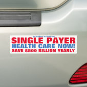 ÉÉN PAYER GEZONDHEIDSZORG NU! BUMPERSTICKER (Op auto)