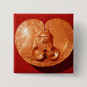 Een pectoraal met een menselijk gezicht vierkante button 5,1 cm