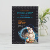 Een perfect feest! DJ Cat Invitation Kaart (Staand voorkant)