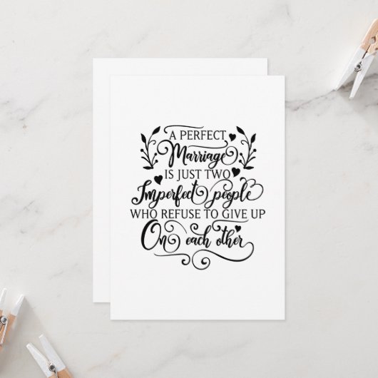 Een perfect huwelijk zijn gewoon twee onvolmaakte kaart (Voorkant / Achterkant in situ)