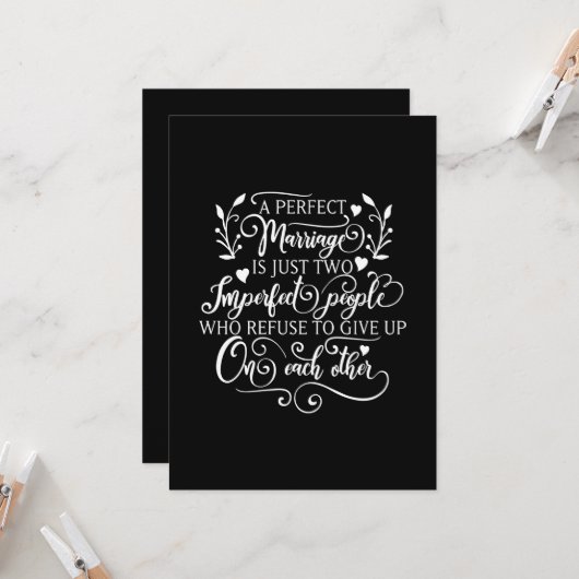 Een perfect huwelijk zijn gewoon twee onvolmaakte kaart (Voorkant / Achterkant in situ)