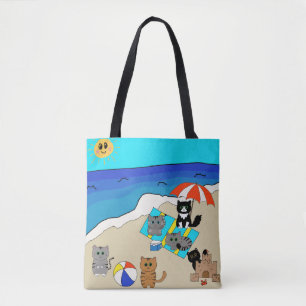 Een perfect leuke dag op het strand Schattige Cats Draagtas