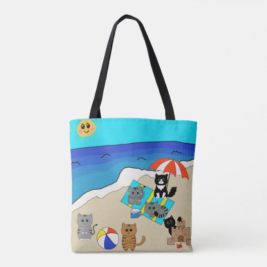 Een perfect leuke dag op het strand Schattige Cats Draagtas (Achterkant)