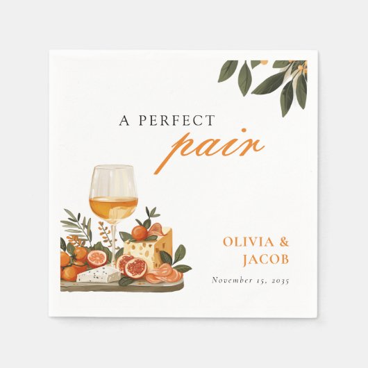 Een perfect paar wijn- en kaasfeest voor verloofde servet (Voorkant)