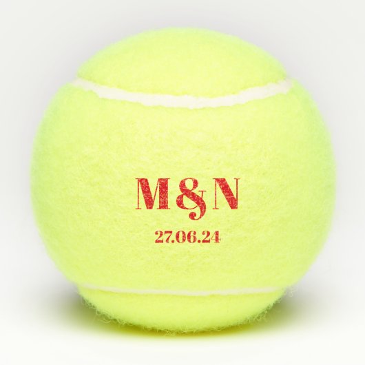 Een perfecte match! Monogram bruiloft Tennisballen (Achterkant)