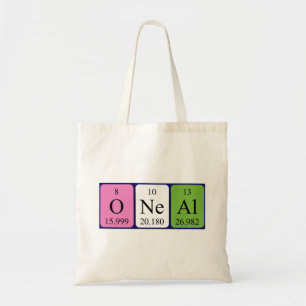 Één periodieke lijstnaam canvas tas
