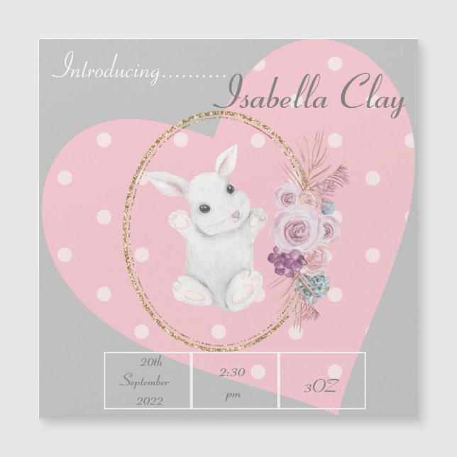 EEN PERSONALISEERDE GEBOORTEAANKONDIGING MAGNETISC (Voorkant)