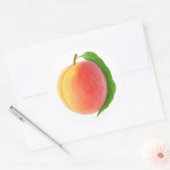 Eén perzik met blad ronde sticker (Envelop)