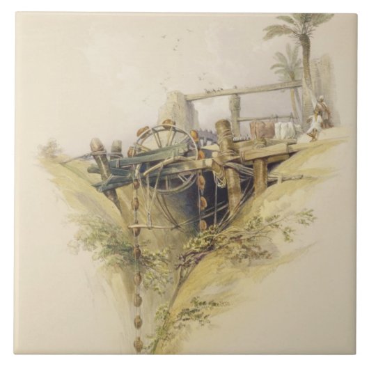 Een Perzisch waterwiel dat wordt gebruikt om water Tegeltje (Voorkant)