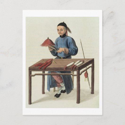 Een Pet maker, bord 51 uit 'The Costume of China', Briefkaart (Voorkant)