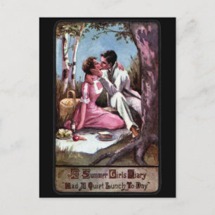 Een picknick en een Kus Briefkaart