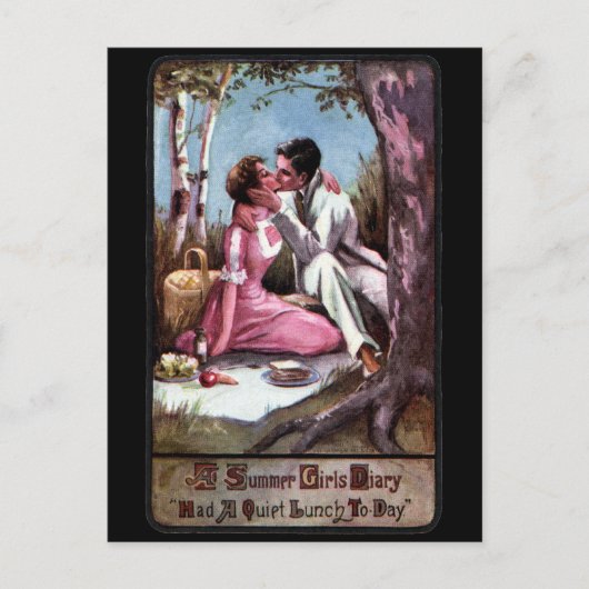 Een picknick en een Kus Briefkaart (Voorkant)
