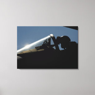 Een piloot bereidt zich voor op de start canvas afdruk