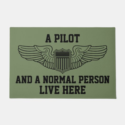 Een piloot en een normale persoon die hier live wo deurmat (Voorkant)
