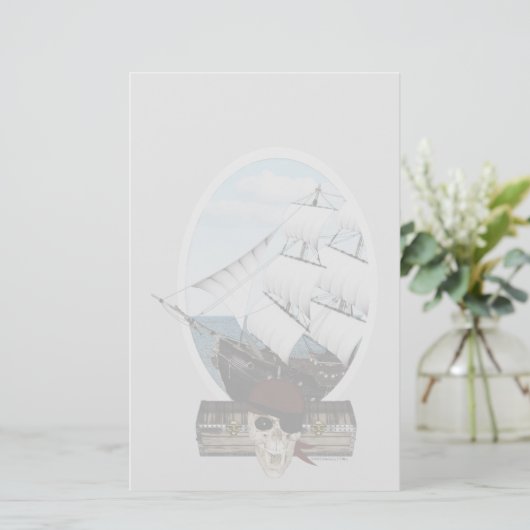 Een piraatschip briefpapier (Staand voorkant)