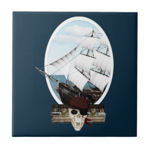 Een piraatschip tegeltje
