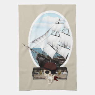 Een piraatschip theedoek