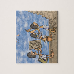 Een piramide bouwen legpuzzel