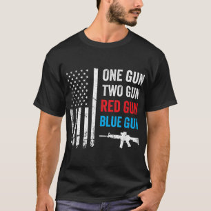 Eén Pistool twee Pistool rood Pistool blauw Pistoo T-shirt