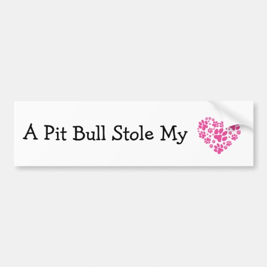 Een Pit Bull Stole My Heart Bumpersticker (Voorkant)