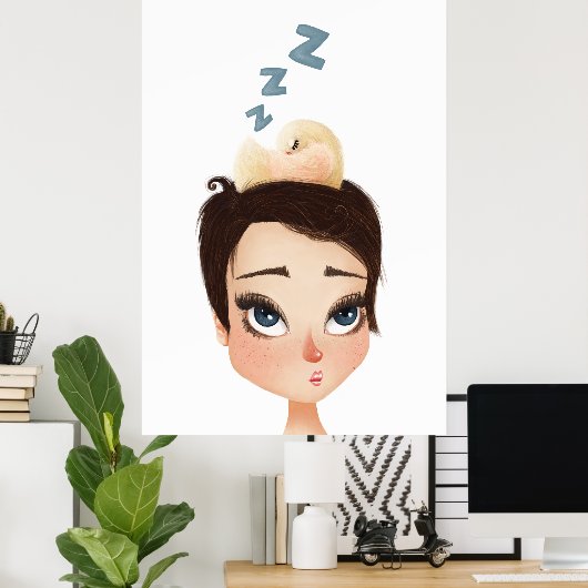 Een pixie die Birdie op een pixie aftikt Poster (Thuiskantoor)