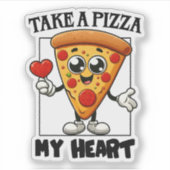 Een pizza in mijn hart sticker (Voorkant)