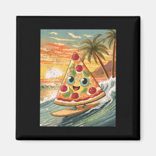 Een pizzapunt op een golf surfen op een tropisch s magneet