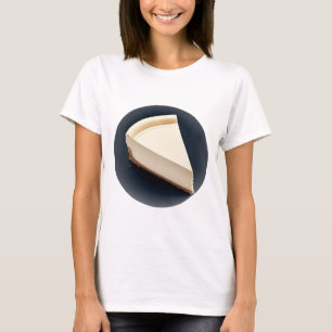 Een plakje kaas met een donkere achtergrond t-shirt