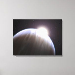 Een planeet buiten de zon met haar moederster canvas afdruk