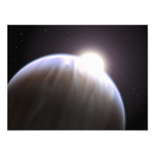 Een planeet buiten de zon met haar moederster foto afdruk