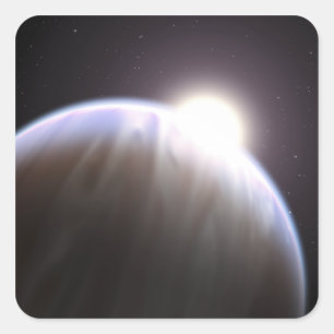 Een planeet buiten de zon met haar moederster vierkante sticker