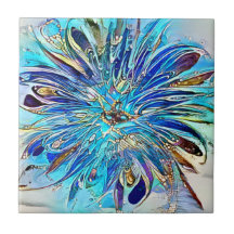 Een plastic van blauwe kleuren keramische tegel