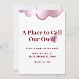 Een plek om onze eigen housewarming party glitter  kaart