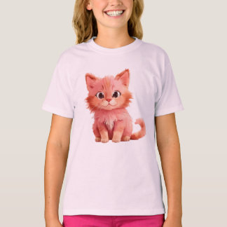 Een pluizig roze kitten t-shirt