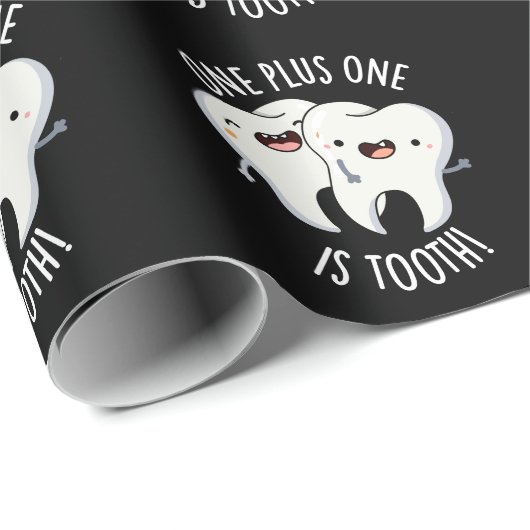 Een plus een tand is grappig tandheelkundige woord cadeaupapier (Rol Hoek)