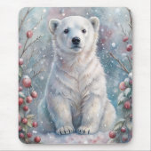 Een Polar Beer Cub in de winter Muismat (Voorkant)
