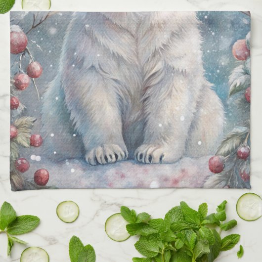 Een Polar Beer Cub in de winter Theedoek (Gevouwen)