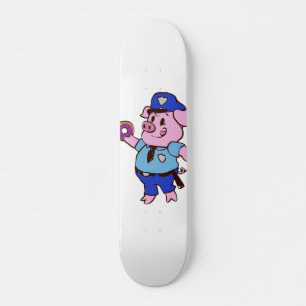Een politieagent die een donut eet Achterkleur k Skateboard