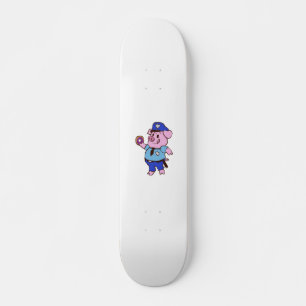 Een politieagent die een donut eet Achterkleur k Skateboard