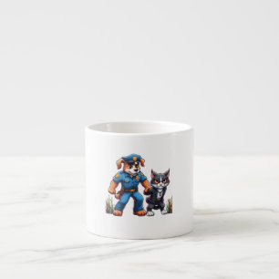 een politiehond en een gemene kat - humor espresso kop