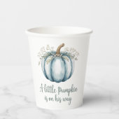 Een pompoen is onderweg naar het Baby shower Papieren Bekers (Voorkant)
