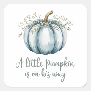 Een pompoen is onderweg naar het Baby shower Vierkante Sticker