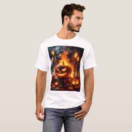 Een pompoen met een pompoen erop die Halloween zeg T-shirt