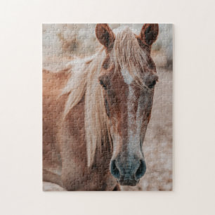 Een portret van bruin paard ook legpuzzel